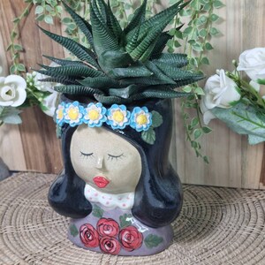 Plant pot shaped like a cute girl, cactus, ceramics, pottery, handmade, Planter