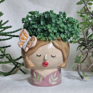 Plant pot shaped like a cute girl, cactus, ceramics, pottery, handmade, Planter