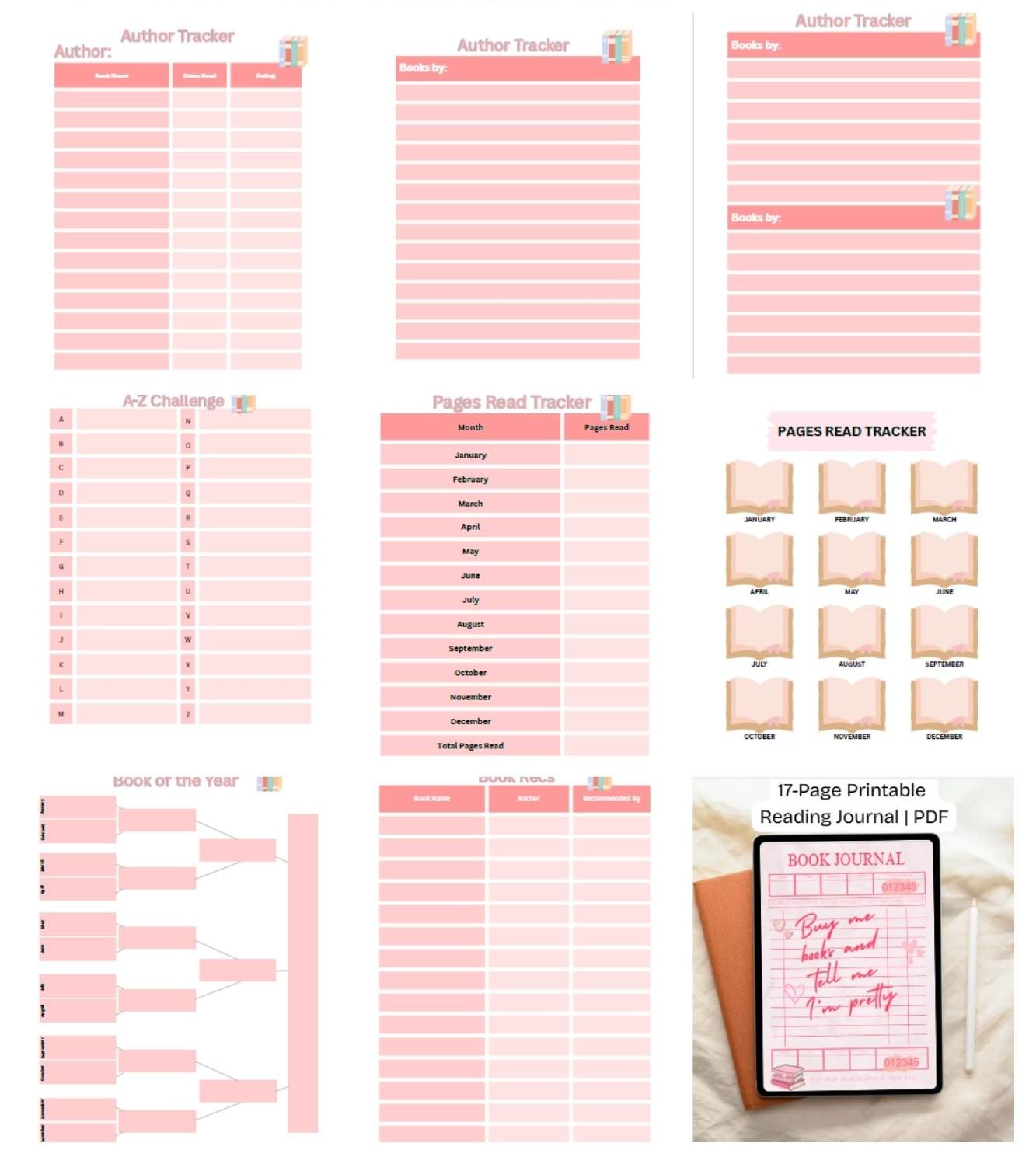 Printable Book Journal | Booktok, Reading Log (digital Download) - Etsy