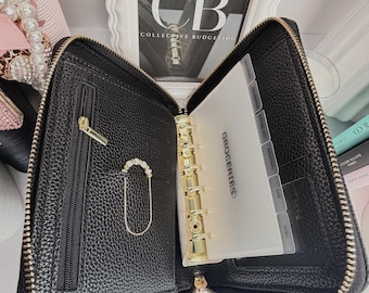 A7 Oversized Litchi  Budget Wallet/Binder: Cash Stuffing Organizer