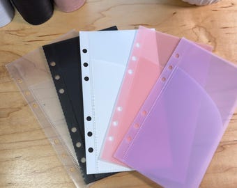 A6 Curved Pocket Envelopes | 2-Pocket Binder Inserts | Set of 6 | Reinforced | 5 Colors |