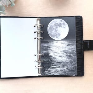 Tableau de bord classeur A5 et A6 avec motif MOONRISE on the SEA, intercalaire pour classeur de placement d'espèces, tableau de bord mignon