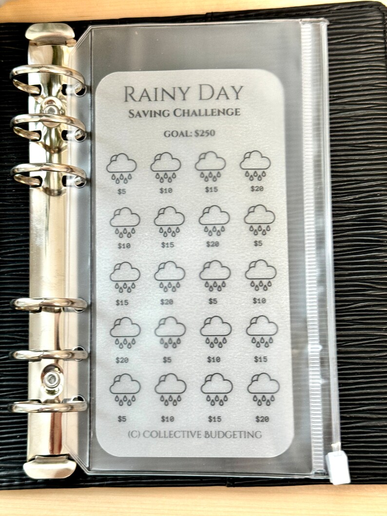 Rainy Day Savings Challenge for Cash Envelope Stuffing | Sinking FundsTracker | Sinking Funds Challenge | Laminated Savings Challenge