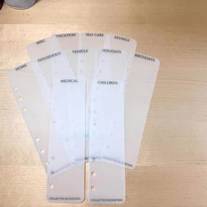 A6 Vellum Budget Binder Dividers: Matte Laminated Peekaboo Tabs