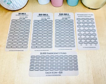 Laminated Savings Challenge Tracker, Cash Budgeting, Vellum Money Saving Tool