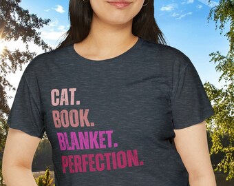 Cat Book Blanket Perfection Crop Top: Reading Lover Gift