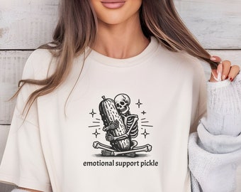 T-shirt met emotionele steun: grappig T-shirt met skelet en comfortkleuren