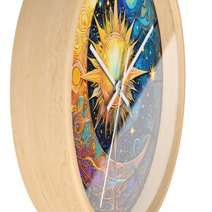 Art Nouveau Celestial Wall Clock: Sun & Moon Kitchen Decor - Etsy