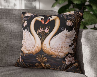 Swan Pillowcase: Art Nouveau Style, Double Sided Print
