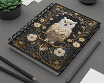 Diario Búho Blanco: Libreta floral de Dark Academia para escritores