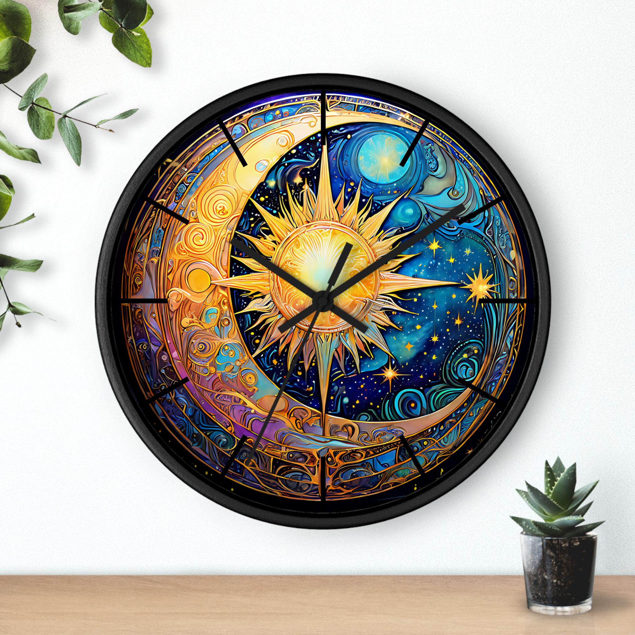 Art Nouveau Celestial Wall Clock: Sun & Moon Kitchen Decor - Etsy