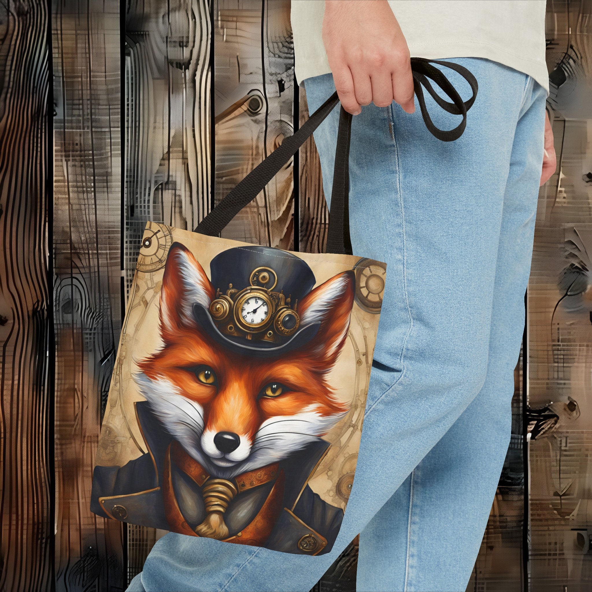 Steampunk Fox Tote Bag: Victorian Industrial Art - Etsy