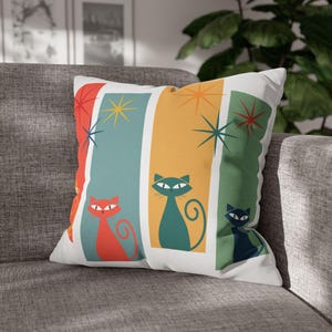 Atomic Cats Pillowcase: Mid-Century Modern Retro Design