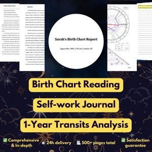 Astrology Bundle - Birth Chart Reading, 1-Year Transits Report, and Custom Journal | Comprehensive Astrology PDF Reports