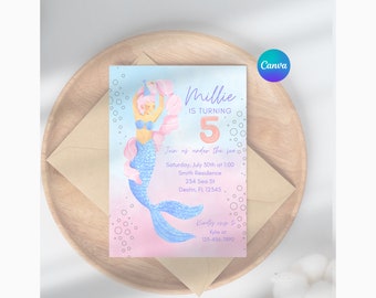 Mermaid Invitation | Mermaid Birthday Invitation | Mermaid Party | Mermaid Birthday | Under The Sea | Mermaid Invite | Mermaid Invite