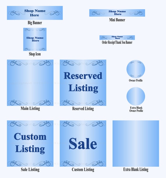 Diy Instant Download Blue Sscrolls Etsy Banner And Icon Set Etsy