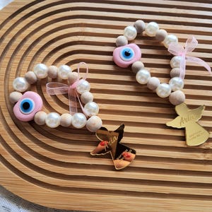 Rosario per battesimo personalizzato con perline con nome - Regalo personalizzato per neonato o bambina, ricordo del battesimo cattolico, gioiello religioso per neonati