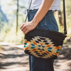 Waxed Canvas Crossbody, Pendleton Bag, Everyday Bag, Small Canvas Crossbody, Lightweight Crossbody, Black Canvas Crossbody