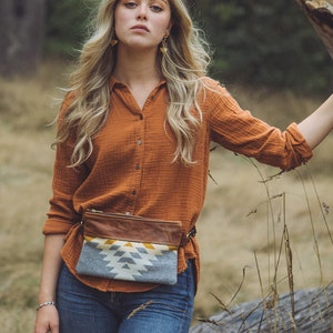 Leather Fanny Pack made with Pendleton® wool, Leather Belt Bag, Leather Bum Bag, Leather Hip Bag, Leather Waist Bag, Hippie Bag, Boho Bag