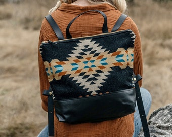 Pendleton Wool Backpack, Leather Laptop Bag, Stylish Boho Backpack