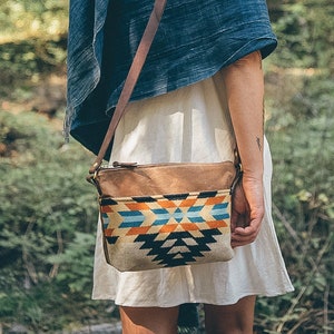 Waxed Canvas Crossbody, Pendleton Bag, Everyday Bag, Small Canvas Crossbody, Lightweight Crossbody, Tan Canvas Crossbody