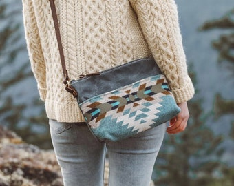 Waxed Canvas Crossbody Bag with Pendleton Wool Pocket