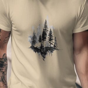 Black Pine Tree T-Shirt: Forest Silhouette, Nature Inspired Design