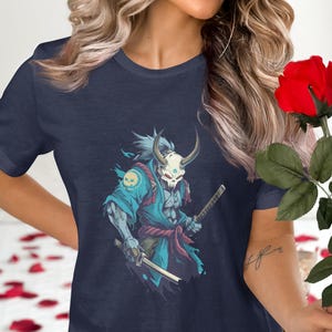 Skull Oni Samurai T-Shirt: Edgy Japanese Warrior Anime Tee