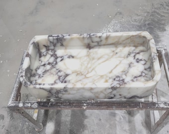 Lavandino in marmo Calacatta Viola: piano lavabo in pietra naturale (24"x12"x5")