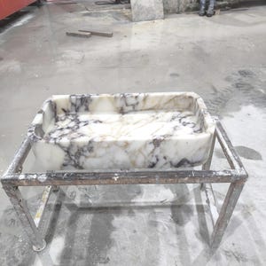 Calacatta Viola Marble Sink: Wall Mounted Bathroom Basin (24"x12"x5")