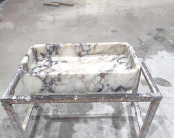 Lavandino in marmo Calacatta Viola: lavabo da bagno a parete (24"x12"x5")