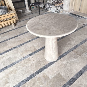 Natural Travertine Plinth Table: Custom Rustic Coffee or Dining Table