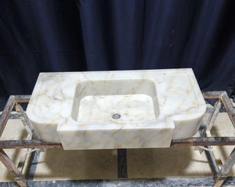 Handmade Calacatta Gold Marble Sink: Natural Stone Bathroom Design (32x15.7x6)