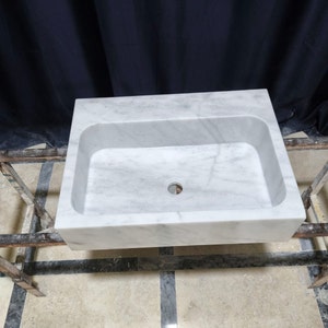 White Carrara Marble Vessel Sink: Natural Stone Washbasin