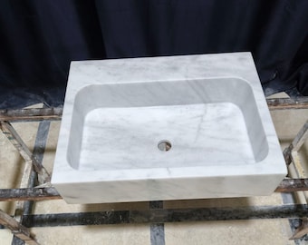Weißer Carrara Marmor Schiff Waschbecken: Naturstein Waschbecken