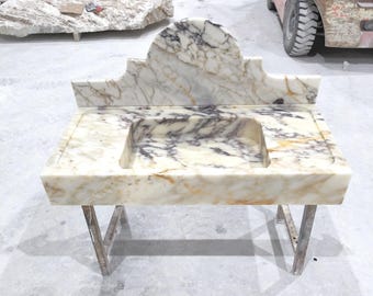 Calacatta Viola Marble Sink , Bathroom Sink, Wall mounted Sink, Vessel Sink, Handcarved Sink, Marble Washbasin, Natural Stone, Custom Size