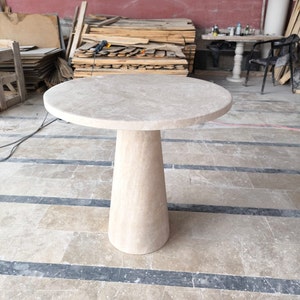 Travertine Plinth Coffee Table, Vintage Travertine Marble Table, Marble Coffee and End Table, Rounded Dining Table, Travertine Side Table