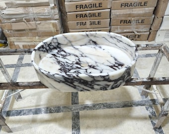 Calacatta Viola Marble Vessel Sink - 20"x16"x5" Natural Stone Bathroom Sink