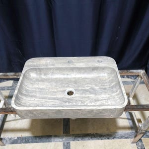 Marble Sink, Marble Vessel Sink, Silver Travertine Sink, Washbasin, Sink for Bathroom, Home Design, Sink and Basin Vanity, Countertop Sink