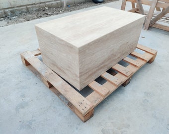 Rectangular Travertine Coffee Table: Modern Natural Stone