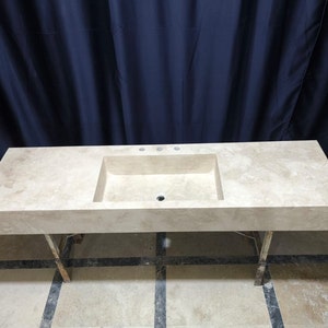 Travertine Sink Travertine Washbasin Hand Carved Sink Wall Mount Sink Farmhouse Sink Custom Order Sink Marble Bathroom Sink Powder Room Sink