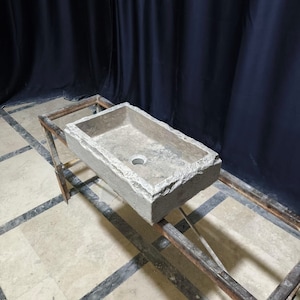 Marble Sink, Sink For Bathroom, Natural Stone Sink, Marble, Sink, Stone Sink, Silver Travertine Rectangular Sink, Vessel Sink, Washbasin