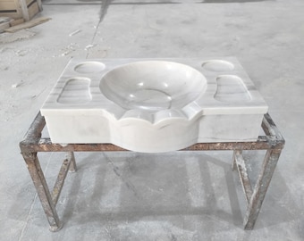 Lavandino a parete in marmo bianco di Carrara: design per bagno di servizio (24"x16"x5")
