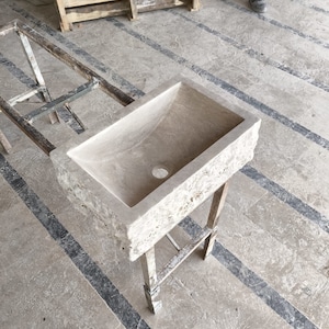 Handcrafted Natural Travertine Sink: Rustic Chiseled Design