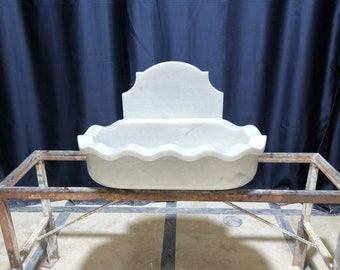 Lavandino personalizzato, lavabo a parete in marmo bianco: mobiletto per bagno in pietra naturale (34"x18"x8")