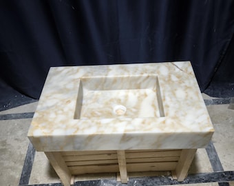 Calacatta Gold Marble Vessel Sink: Natural Stone Bathroom Basin