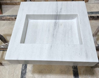 Carrara White Marble Sink: Natural Stone Wall Mount Vanity