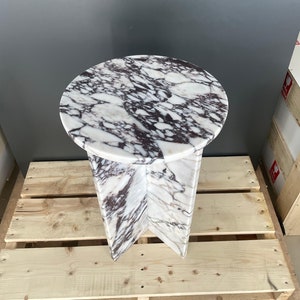 Modern Luxury Marble Side Table, Marble Coffee End Table, Handmade Marble Table, Calacatta Marble Plinth, Custom Design Marble Table