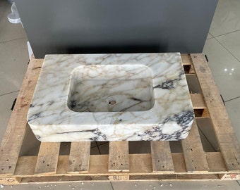 Calacatta Marble Bathroom Sink: Custom Wall Mount Vanity Basin