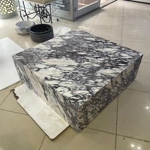 Calacatta Viola Marble Coffee Table: Hand Carved, Modern Design